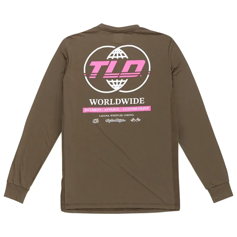Troy Lee Designs Skyline Long Sleeve Ride Tee In Worldwide - Caper-1