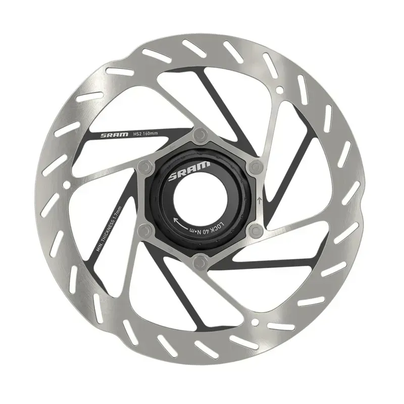 SRAM HS2 Center Lock Rounded Rotor w/o Lockring in Silver