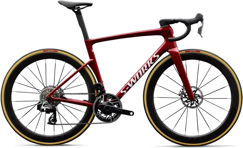 Specialized S-Works Tarmac SL9 SRAM RED AXS Road Bike in Ruby/White Silver