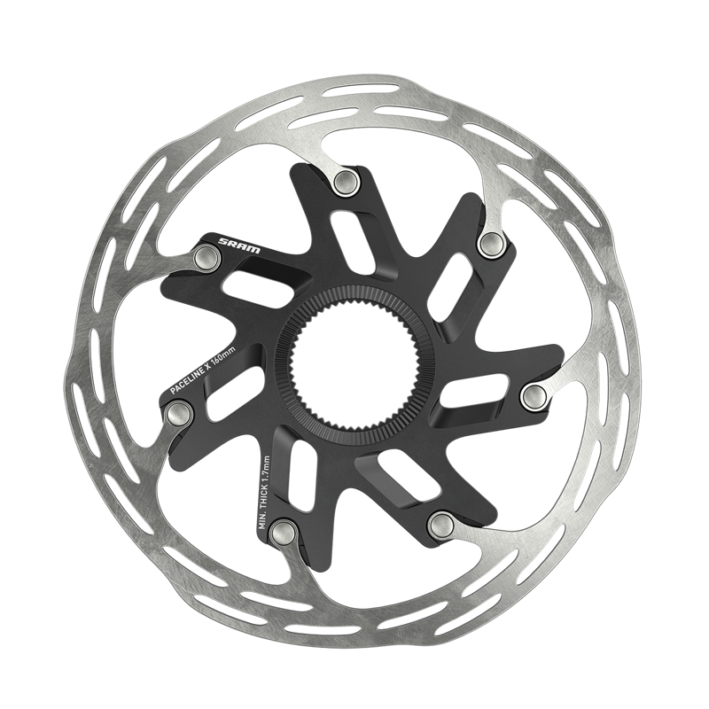 SRAM Paceline X Centerlock Rounded Rotor w/ Lockring in Silver/Black-1