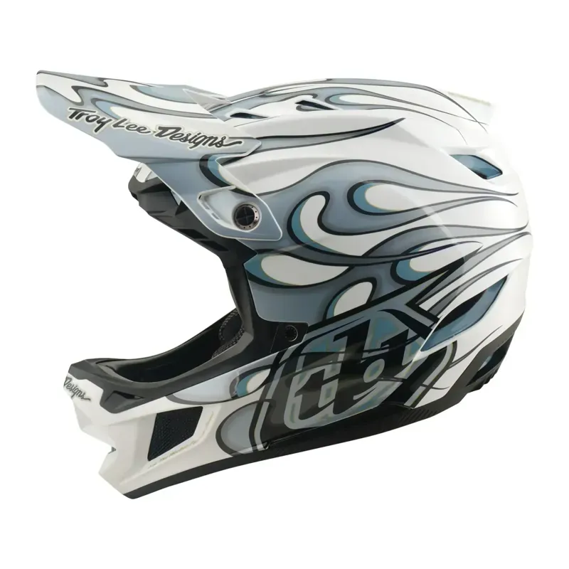 Troy Lee Designs D4 Composite MIPS Helmet in Torched - White/Silver-1