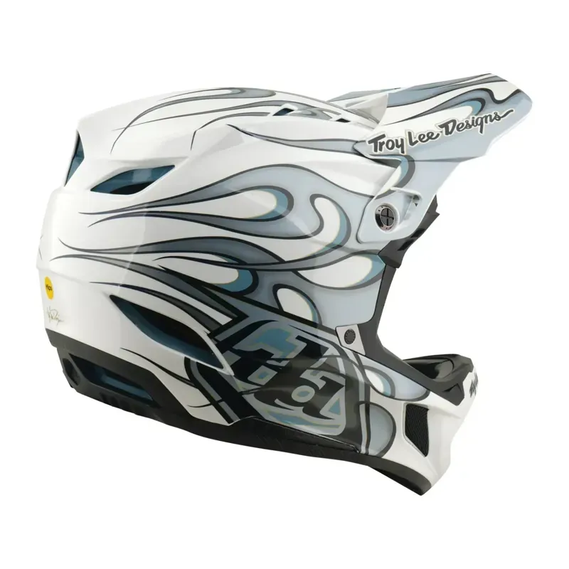 Troy Lee Designs D4 Composite MIPS Helmet in Torched - White/Silver-4