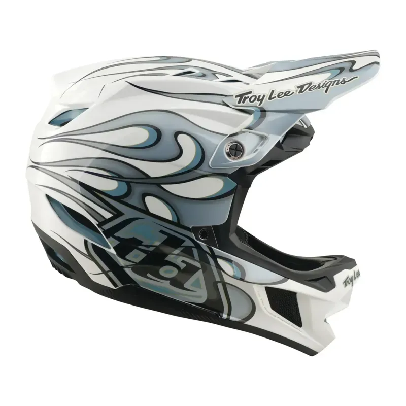 Troy Lee Designs D4 Composite MIPS Helmet in Torched - White/Silver-5