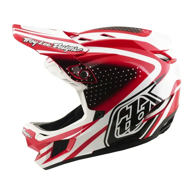 Troy Lee Designs D4 Polyacrylite Helmet in The Line - Fire/White-1
