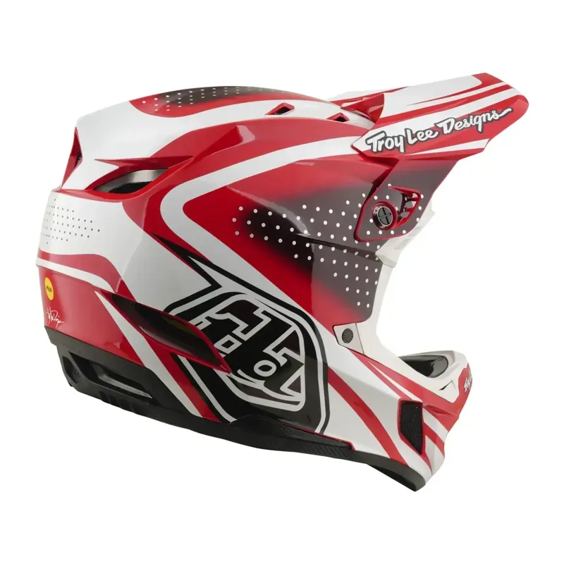 Troy Lee Designs D4 Polyacrylite Helmet in The Line - Fire/White-4