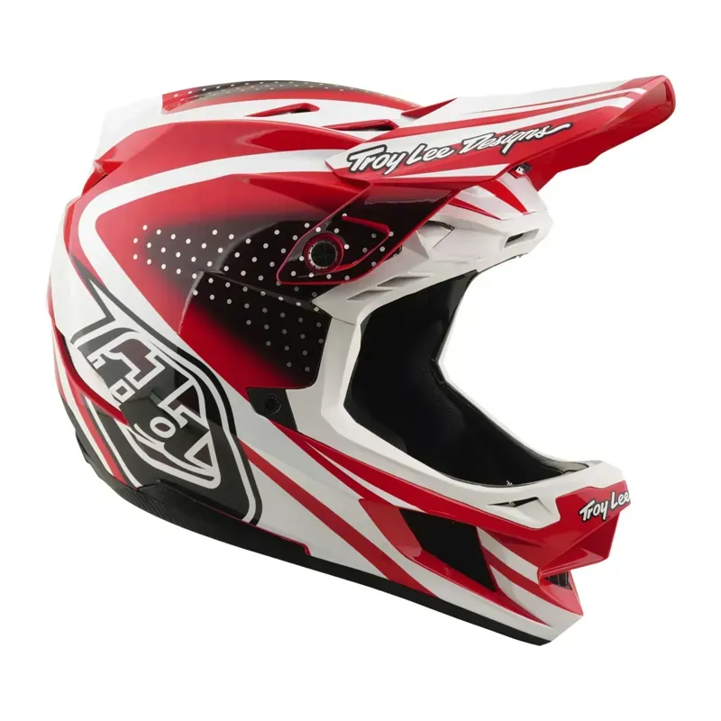 Troy Lee Designs D4 Polyacrylite Helmet in The Line - Fire/White-6