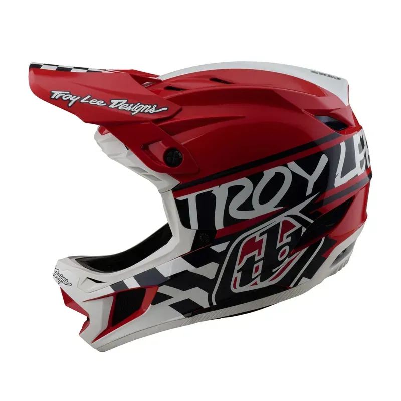 Troy Lee Designs D4 Polyacrylate Helmet in Fifty-50 White/Red