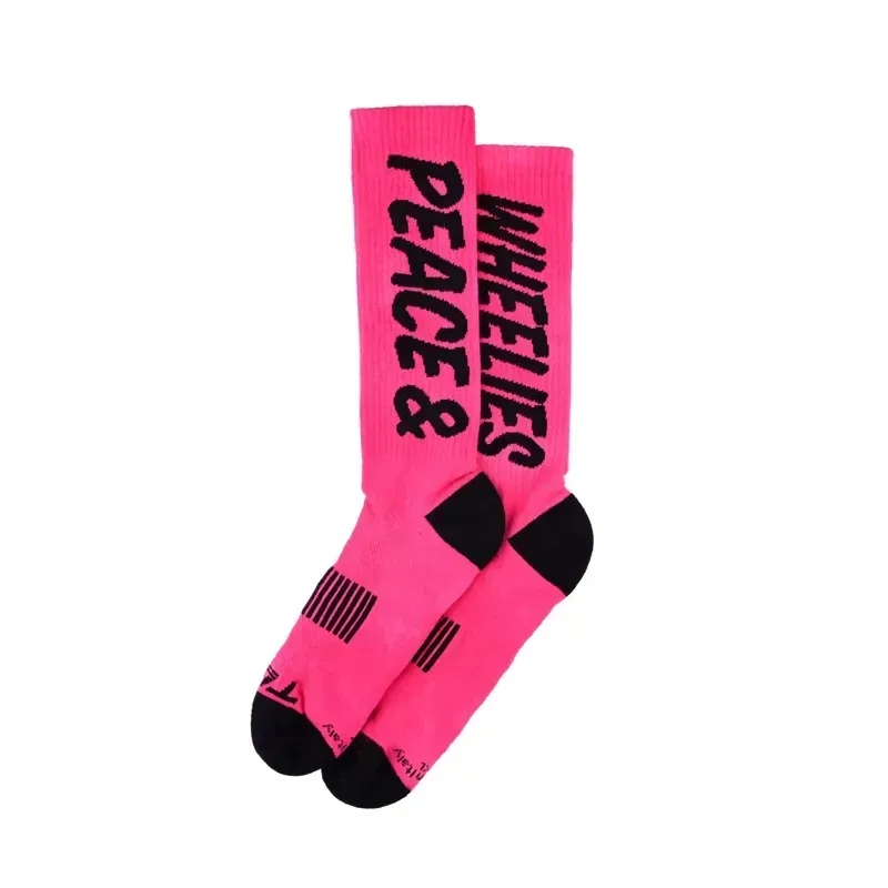 Troy Lee Designs Mens Performance Socks In Peace And Wheelies Fuscia