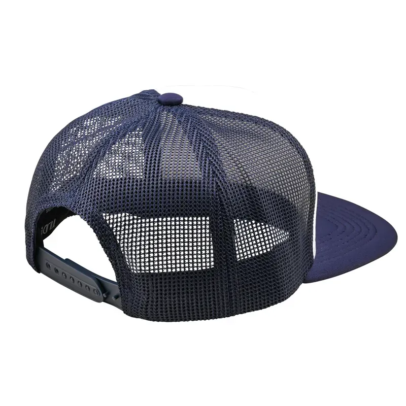 Troy Lee Designs Trucker Snapback Cap in Stamp Vintage White/Navy-1